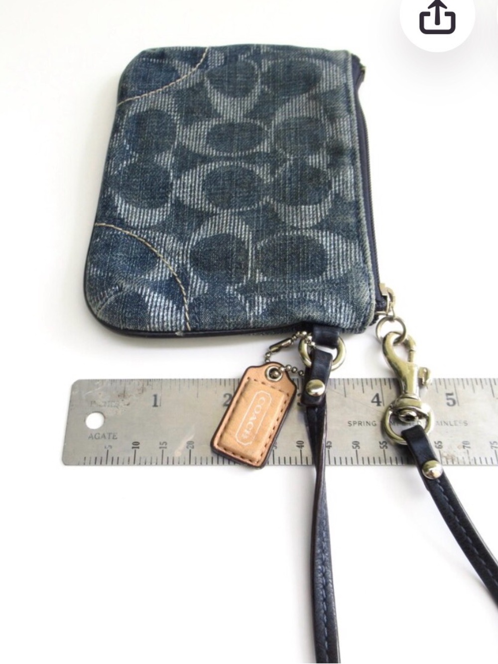 Coach Poppy Blue Signature
Denim/Leather Wristlet - Picture 15 of 16